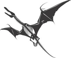 AI generated Silhouette Dinosaur Pterodactyl skeleton black color only vector