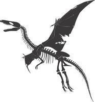 AI generated Silhouette Dinosaur Pterodactyl skeleton black color only vector