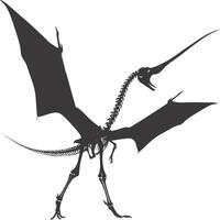 AI generated Silhouette Dinosaur Pterodactyl skeleton black color only vector