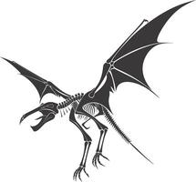 AI generated Silhouette Dinosaur Pterodactyl skeleton black color only vector