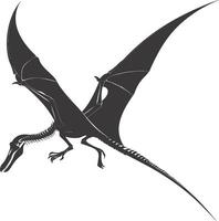 AI generated Silhouette Dinosaur Pterodactyl skeleton black color only vector