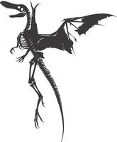 AI generated Silhouette Dinosaur Pterodactyl skeleton black color only vector