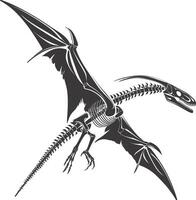 AI generated Silhouette Dinosaur Pterodactyl skeleton black color only vector