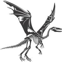 AI generated Silhouette Dinosaur Pterodactyl skeleton black color only vector