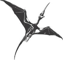 AI generated Silhouette Dinosaur Pterodactyl skeleton black color only vector