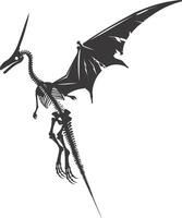 AI generated Silhouette Dinosaur Pterodactyl skeleton black color only vector