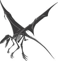 AI generated Silhouette Dinosaur Pterodactyl skeleton black color only vector