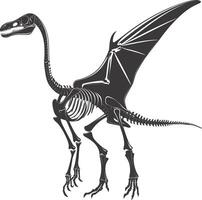 AI generated Silhouette Dinosaur Pterodactyl skeleton black color only vector