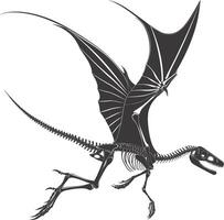 AI generated Silhouette Dinosaur Pterodactyl skeleton black color only vector