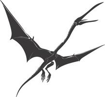 AI generated Silhouette Dinosaur Pterodactyl skeleton black color only vector