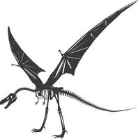 AI generated Silhouette Dinosaur Pterodactyl skeleton black color only vector