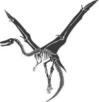 AI generated Silhouette Dinosaur Pterodactyl skeleton black color only vector