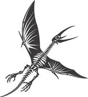 AI generated Silhouette Dinosaur Pterodactyl skeleton black color only vector