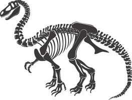 AI generated Silhouette Dinosaur skeleton black color only vector