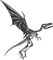 AI generated Silhouette Dinosaur Pterodactyl skeleton black color only vector