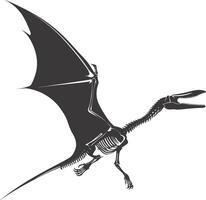 AI generated Silhouette Dinosaur Pterodactyl skeleton black color only vector