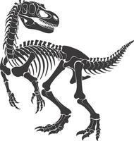 AI generated Silhouette Dinosaur skeleton black color only vector