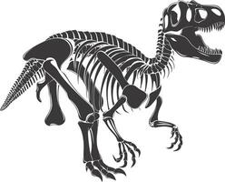 AI generated Silhouette Dinosaur skeleton black color only vector