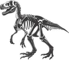 AI generated Silhouette Dinosaur skeleton black color only vector