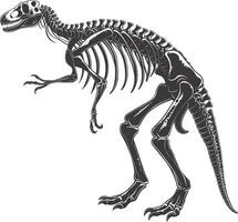 AI generated Silhouette Dinosaur skeleton black color only vector