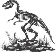 AI generated Silhouette Dinosaur skeleton black color only vector