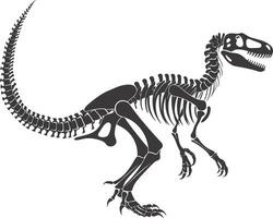 AI generated Silhouette Dinosaur skeleton black color only vector