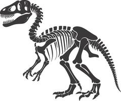 AI generated Silhouette Dinosaur skeleton black color only vector