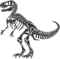 ai generado silueta dinosaurio esqueleto negro color solamente vector