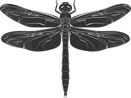 AI generated Silhouette Dragonfly black color only full body vector