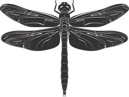 AI generated Silhouette Dragonfly black color only full body vector