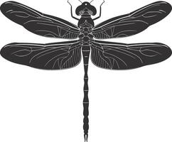 AI generated Silhouette Dragonfly black color only full body vector