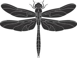 ai generado silueta libélula negro color solamente lleno cuerpo vector