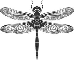 AI generated Silhouette Dragonfly black color only full body vector