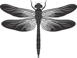 AI generated Silhouette Dragonfly black color only full body vector