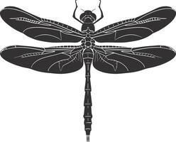 AI generated Silhouette Dragonfly black color only full body vector