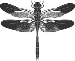 AI generated Silhouette Dragonfly black color only full body vector