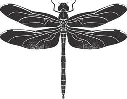 AI generated Silhouette Dragonfly black color only full body vector