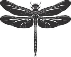 AI generated Silhouette Dragonfly black color only full body vector
