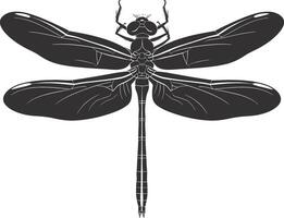 AI generated Silhouette Dragonfly black color only full body vector