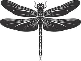 AI generated Silhouette Dragonfly black color only full body vector