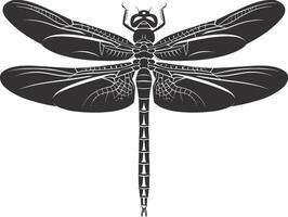 AI generated Silhouette Dragonfly black color only full body vector