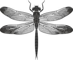 AI generated Silhouette Dragonfly black color only full body vector