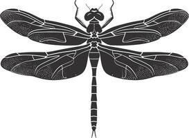 AI generated Silhouette Dragonfly black color only full body vector