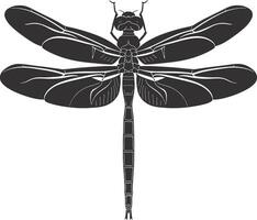 AI generated Silhouette Dragonfly black color only full body vector