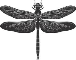 AI generated Silhouette Dragonfly black color only full body vector