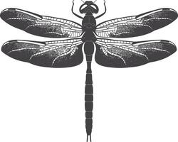 AI generated Silhouette Dragonfly black color only full body vector