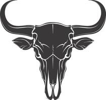 AI generated Silhouette bull head skull black color only full vector