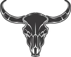 AI generated Silhouette bull head skull black color only full vector