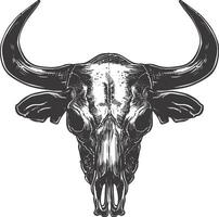 AI generated Silhouette bull head skull black color only full vector