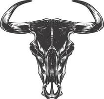 AI generated Silhouette bull head skull black color only full vector